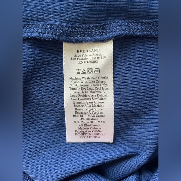 New Everlane Women Blue Crew Neck Tee Shirt Size Small - Picture 5 of 5